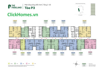 Ảnh chỉ căn hướng view ban công tòa P3 The Parkland tại Vinhomes Ocean Park 2 – Phân tích chi tiết hướng view, ban công và vị trí từng căn hộ
